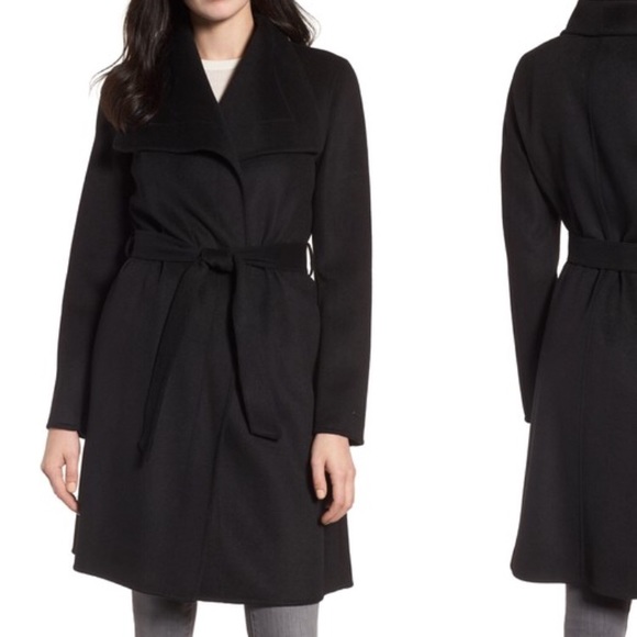 tahari double face wrap coat